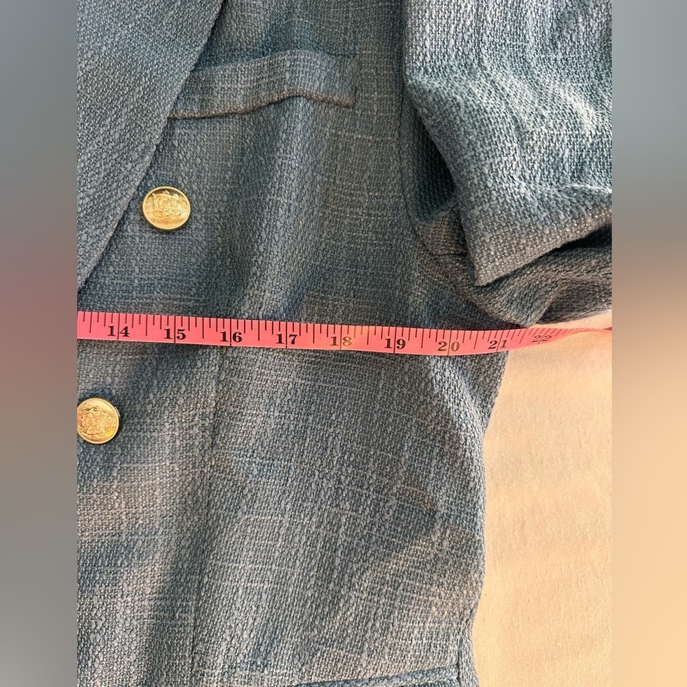 Unbranded Nubby Tweed Slate Blue Blazer With Gold Buttons Very Chic!! Sz XL - Picture 13 of 15